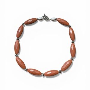 Handcrafted Dark Coral Color Genuine Bakelite Beaded Necklace 20” Mid Century